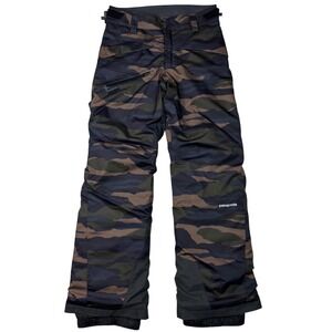 Patagonia Boys Snowshot Camo Snow Ski Pants Size Large L 12 Waterproof Insulated
